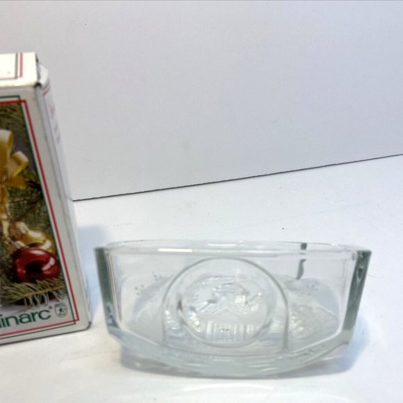 Luminarc Glass Candle Holder Welcome Home House Christmas Winter Snow Scene - Picture 2 of 7